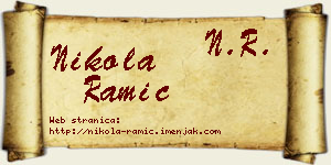 Nikola Ramić vizit kartica